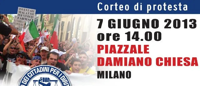 Corteo di protesta contro gli abusi di psicofarmaci sui bambini in occasione  del 4° congresso mondiale sull’ADHD di Milano